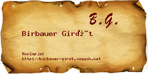 Birbauer Girót névjegykártya